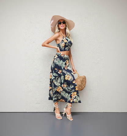 Printed Cami and Midi Skirt Set